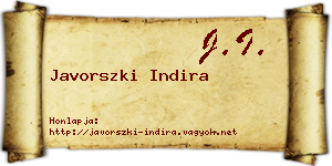 Javorszki Indira névjegykártya